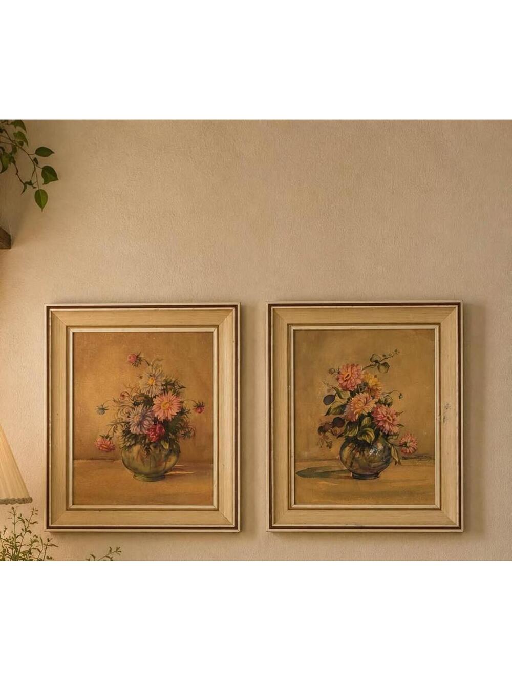 Vintage Floral Still Life Pair of Photos 11x13”